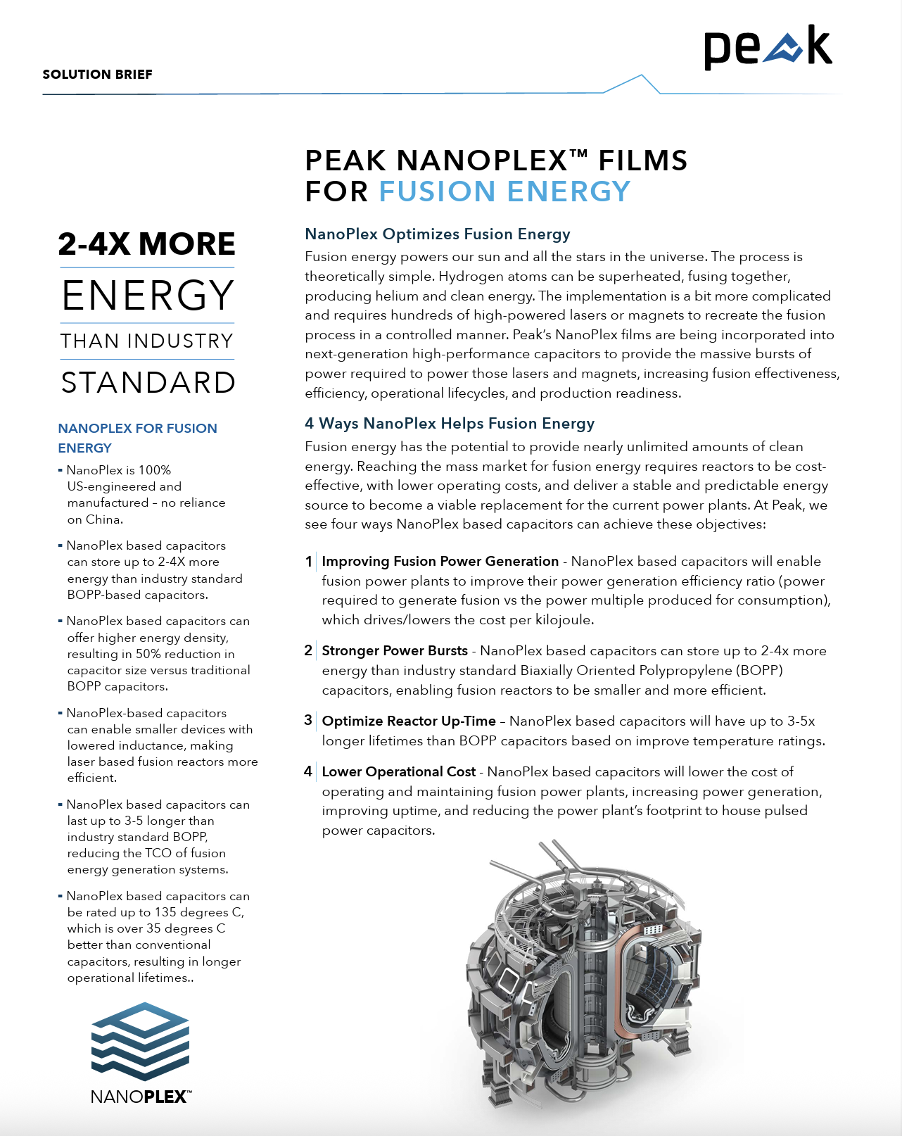 Peak NanoPlex Films for Fusion Energy